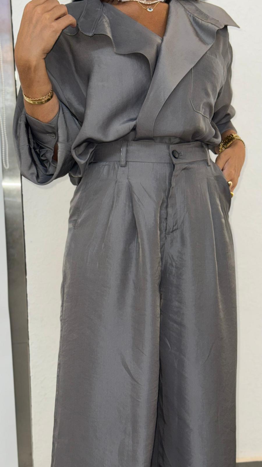 Silver satin set