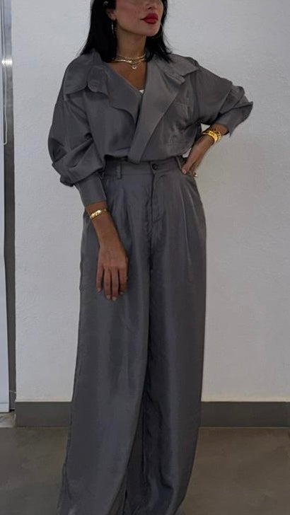 Silver satin set