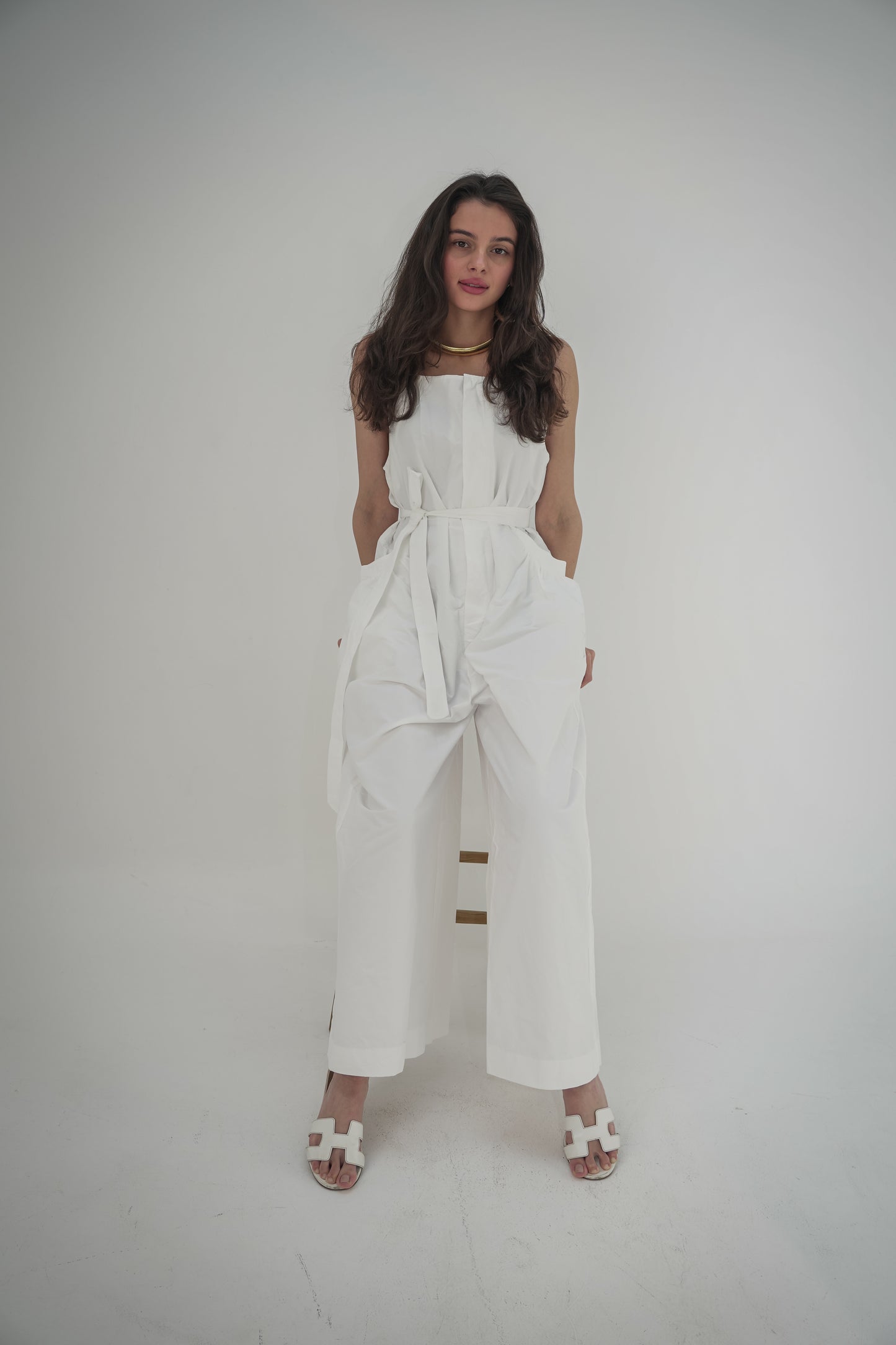Summer jumpsuit with belt