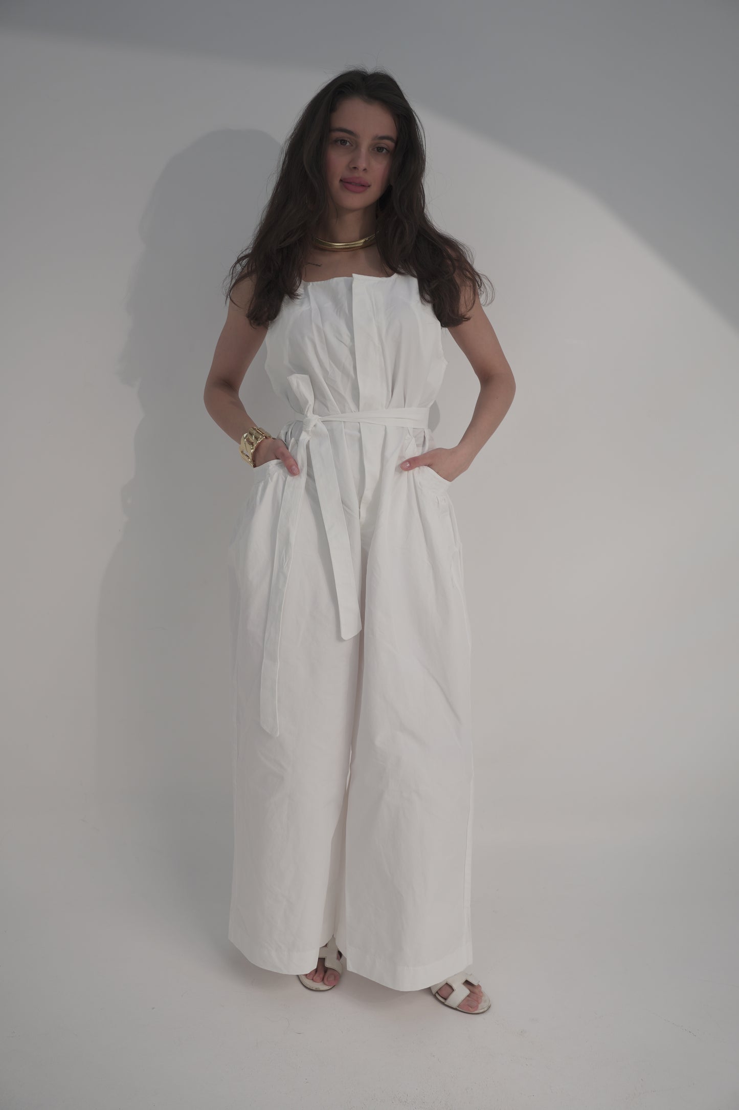 Summer jumpsuit with belt