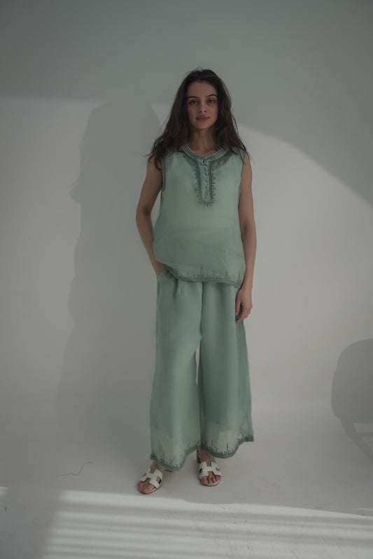 Tiffany green pants & top