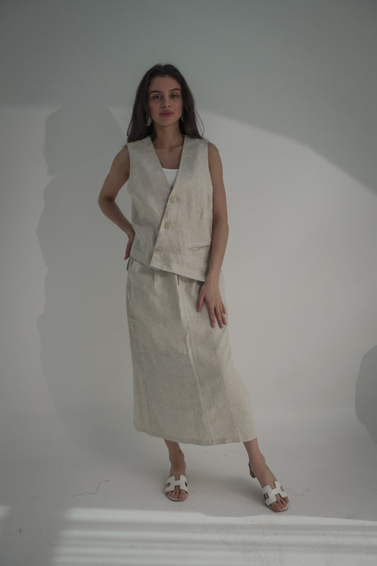 Skirt & vest light beige