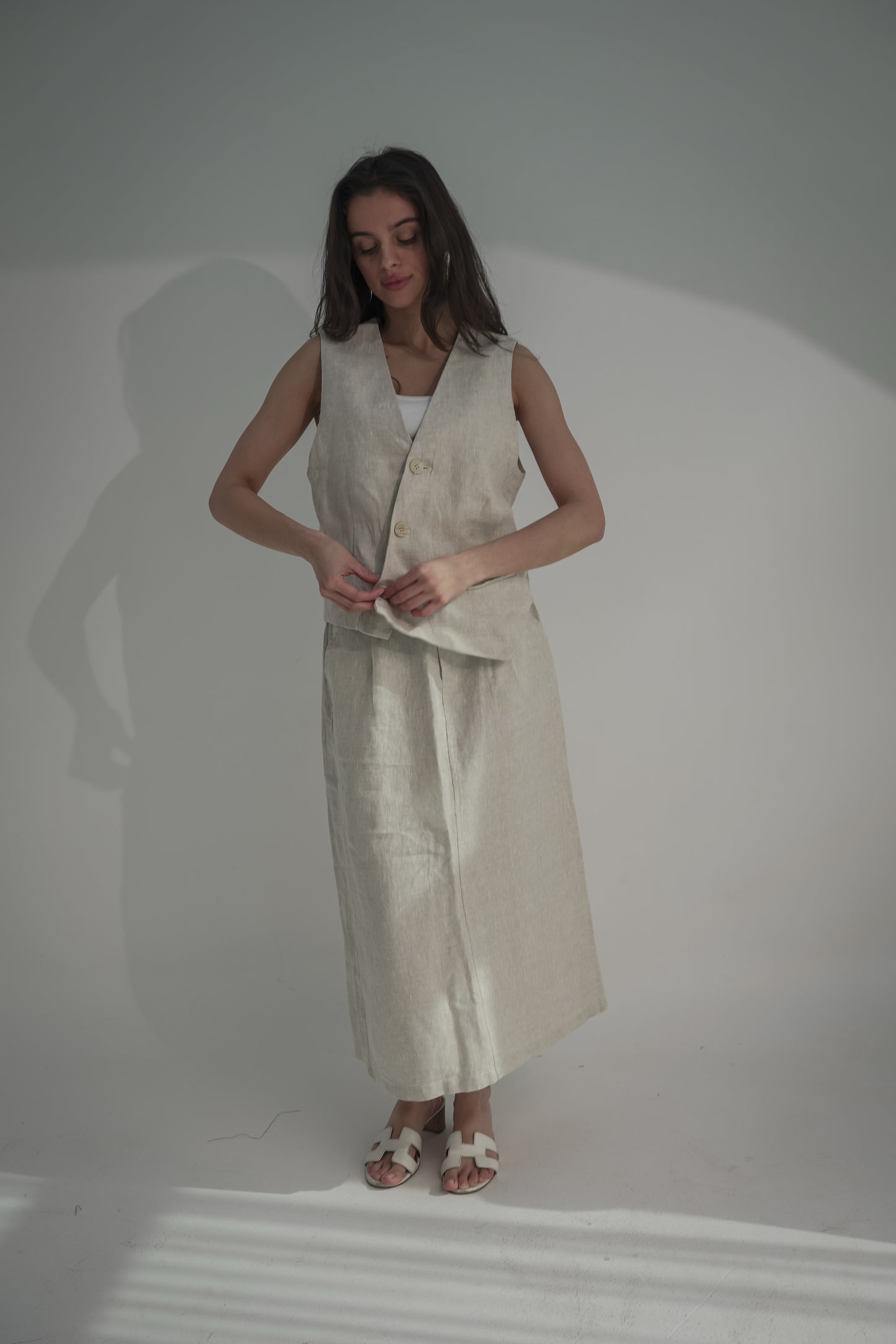 Skirt & vest light beige