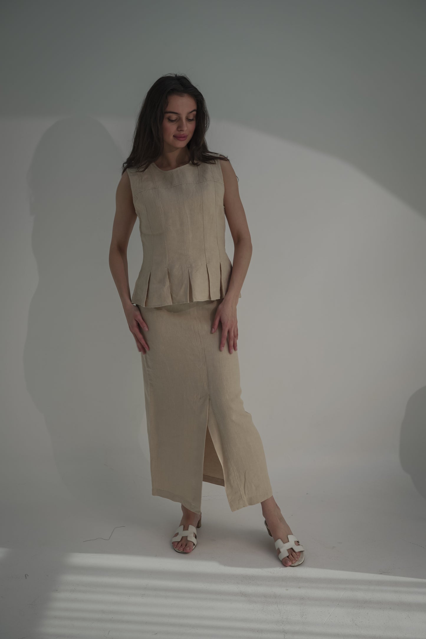 Beige skirt and top