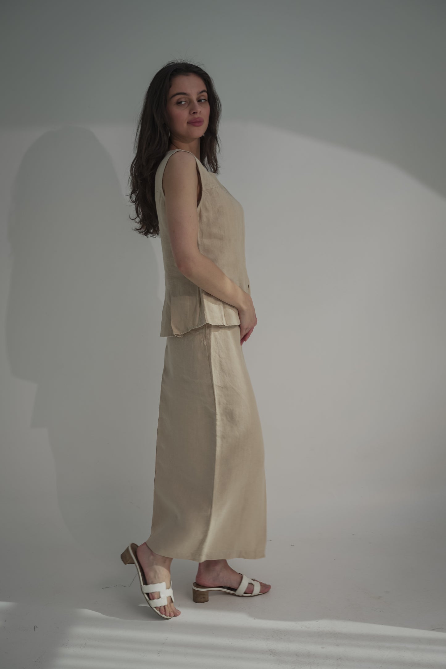 Beige skirt and top