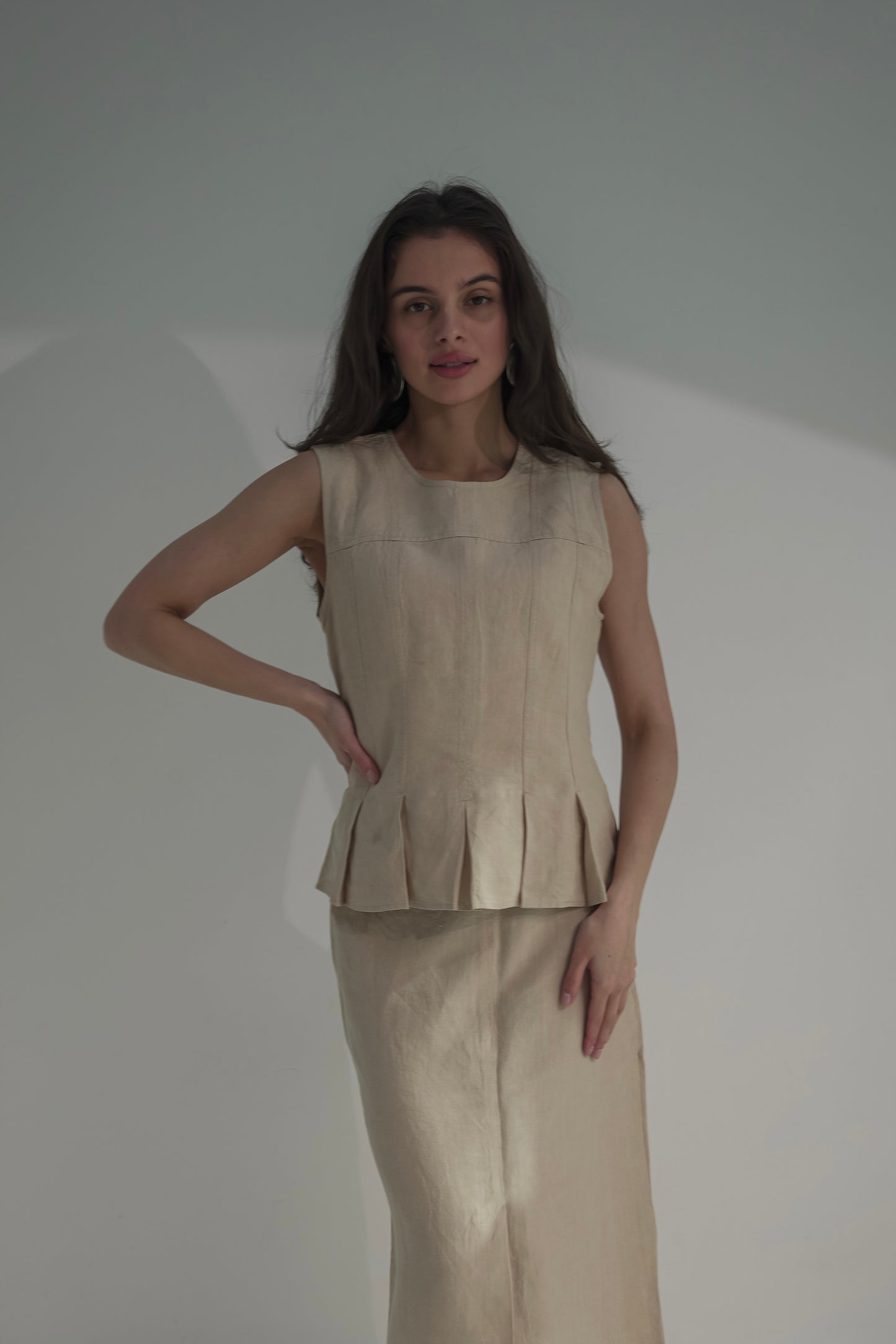 Beige skirt and top