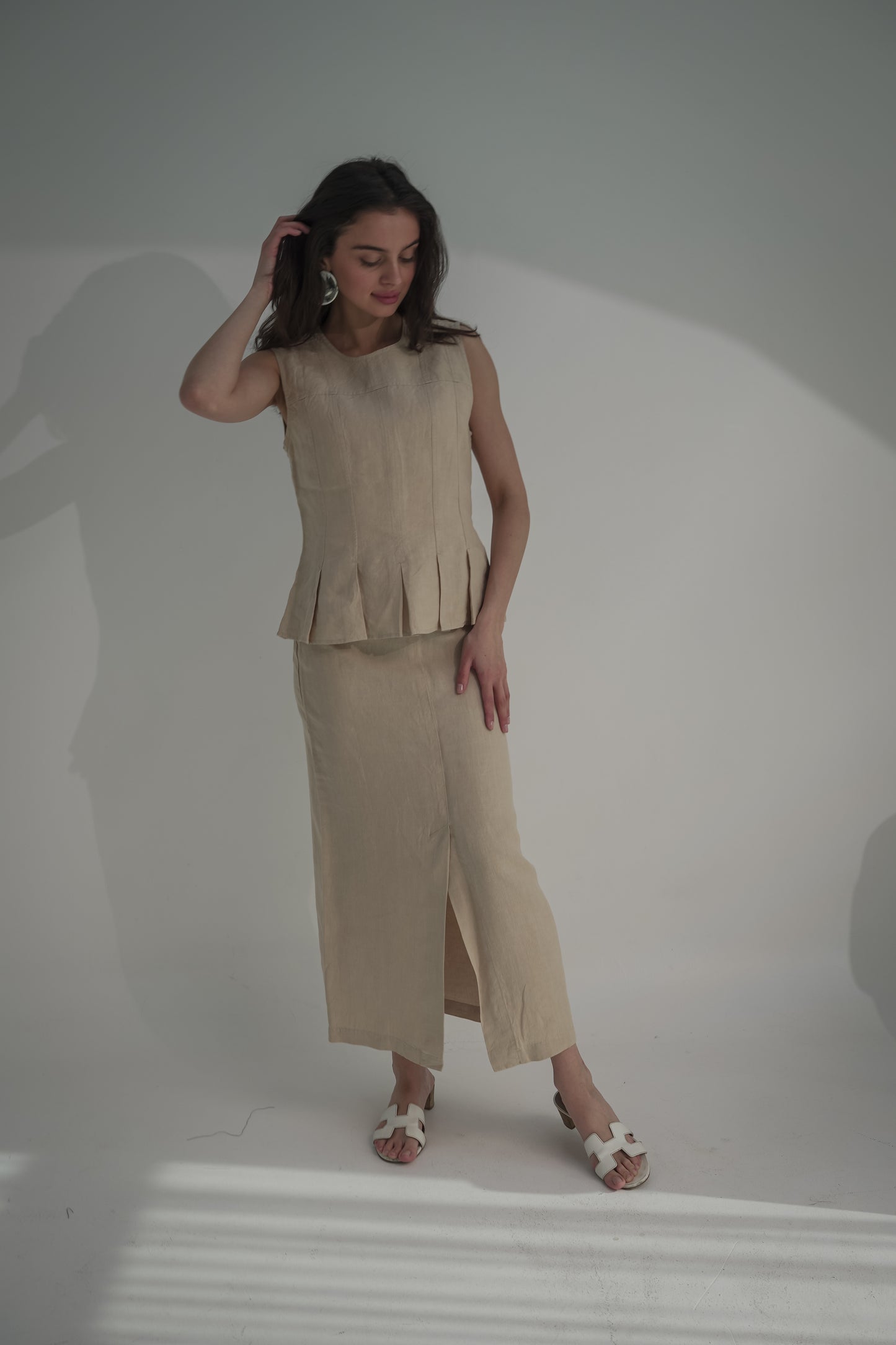 Beige skirt and top